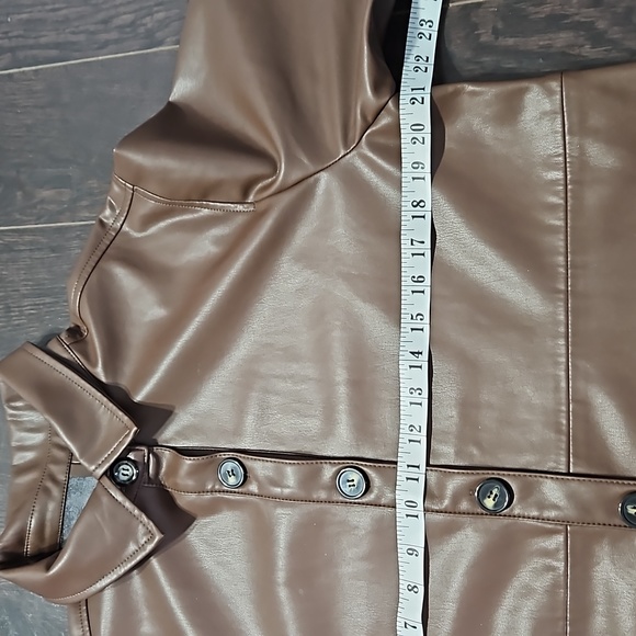 Sanctuary Brown Faux Leather Shirt Jacket Shacket, Small - Picture 14 of 14